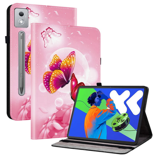 Leather Case For Lenovo Idea Tab Pro  /  Tab P12 Pro 12.7 2025  /  Xiaoxin Pad Pro 12.7 (2025) Pattern Printed Stand Tablet Cover - Pink Butterfly