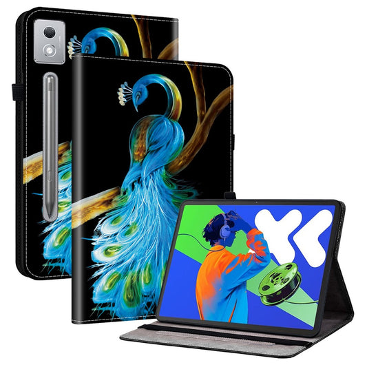 Leather Case For Lenovo Idea Tab Pro  /  Tab P12 Pro 12.7 2025  /  Xiaoxin Pad Pro 12.7 (2025) Pattern Printed Stand Tablet Cover - Peacock