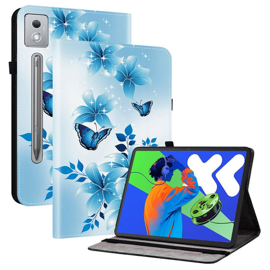 Leather Case For Lenovo Idea Tab Pro  /  Tab P12 Pro 12.7 2025  /  Xiaoxin Pad Pro 12.7 (2025) Pattern Printed Stand Tablet Cover - Blue Butterfly