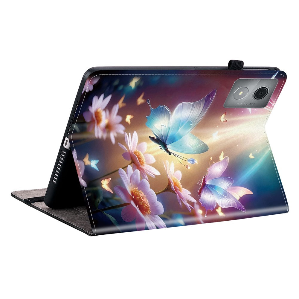 For Lenovo Tab K11 Plus  /  M11 Plus Leather Case Pattern Printed Stand Tablet Cover with Card Slots - Butterfly Floral