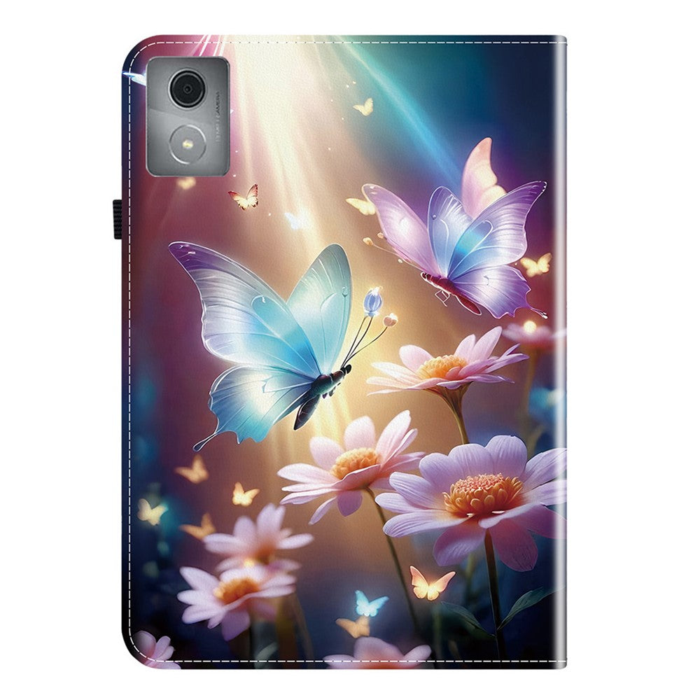 For Lenovo Tab K11 Plus  /  M11 Plus Leather Case Pattern Printed Stand Tablet Cover with Card Slots - Butterfly Floral