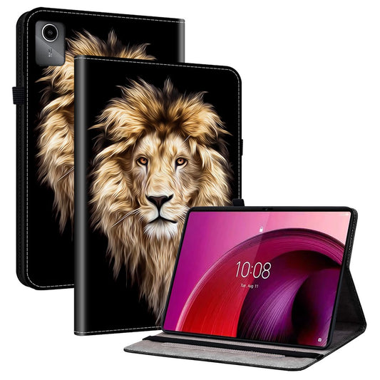For Lenovo Tab M11 TB-330FC  /  Xiaoxin Pad 11 2024 TB-331FC Leather Case Pattern Printed Stand Tablet Cover with Card Slots - Lion Head