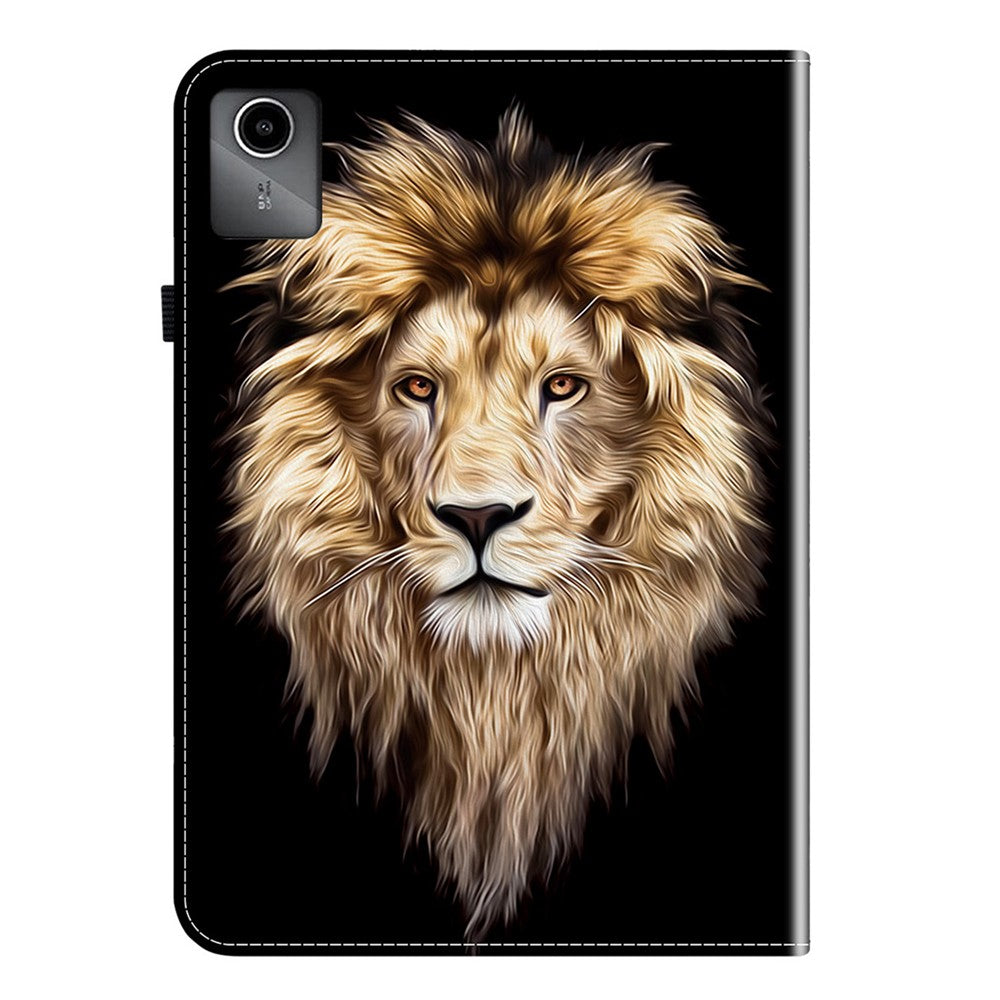 For Lenovo Tab M11 TB-330FC  /  Xiaoxin Pad 11 2024 TB-331FC Leather Case Pattern Printed Stand Tablet Cover with Card Slots - Lion Head