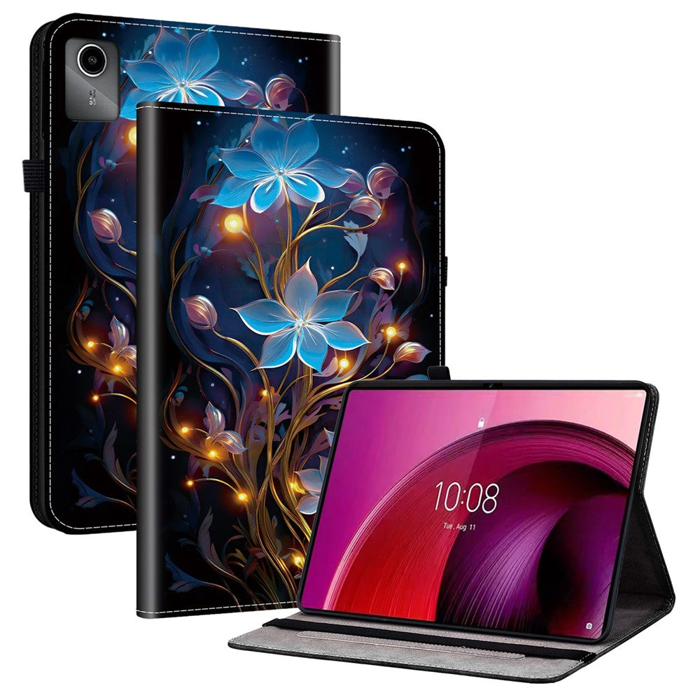 For Lenovo Tab M11 TB-330FC  /  Xiaoxin Pad 11 2024 TB-331FC Leather Case Pattern Printed Stand Tablet Cover with Card Slots - Small Lantern Flower