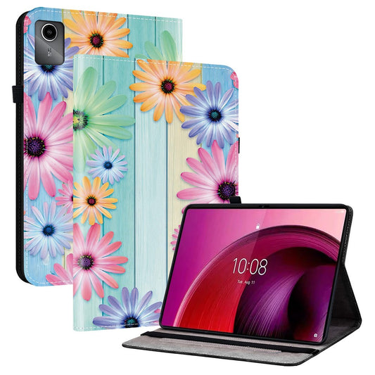 For Lenovo Tab M11 TB-330FC  /  Xiaoxin Pad 11 2024 TB-331FC Leather Case Pattern Printed Stand Tablet Cover with Card Slots - Sunflower