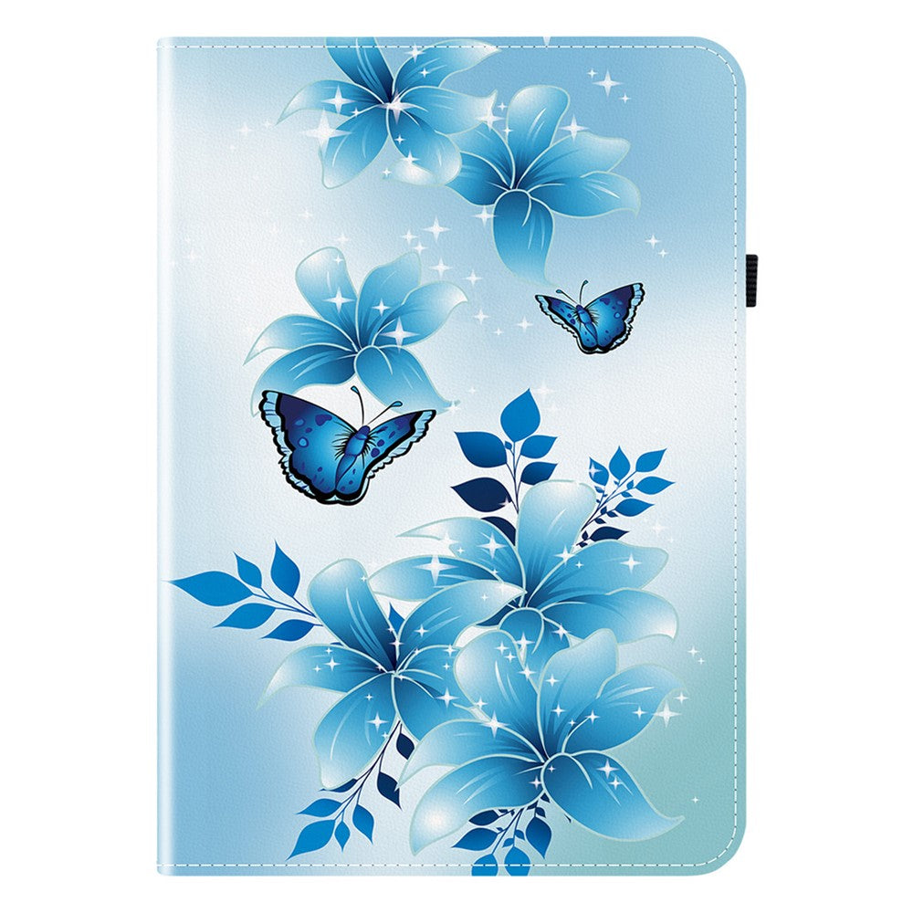 For Lenovo Tab M11 TB-330FC  /  Xiaoxin Pad 11 2024 TB-331FC Leather Case Pattern Printed Stand Tablet Cover with Card Slots - Blue Butterfly