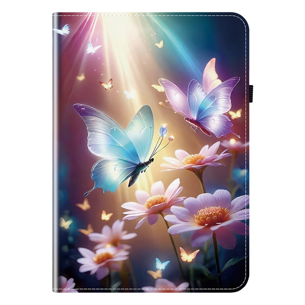 For Lenovo Tab P12 Leather Case Pattern Printed Stand Tablet Cover with Card Slots - Butterfly Floral