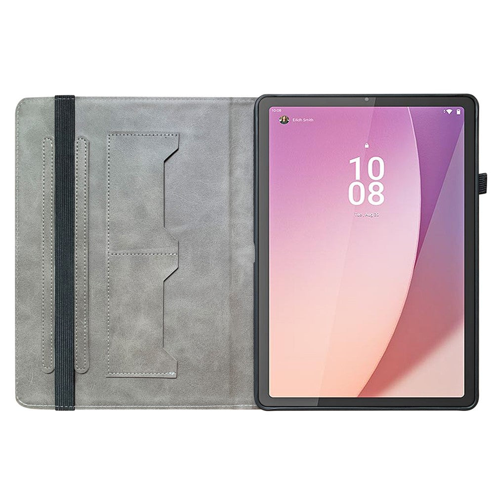 For Lenovo Tab M9 Leather Case Pattern Printed Stand Tablet Cover with Card Slots - Black Orchid