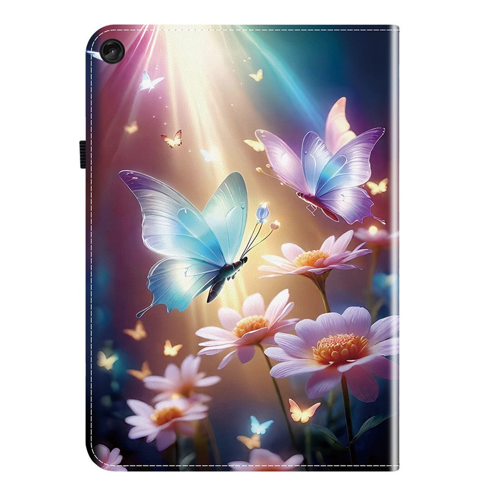 For Lenovo Tab M10 Plus (3rd Gen) Leather Case Pattern Printed Stand Tablet Cover with Card Slots - Butterfly Floral