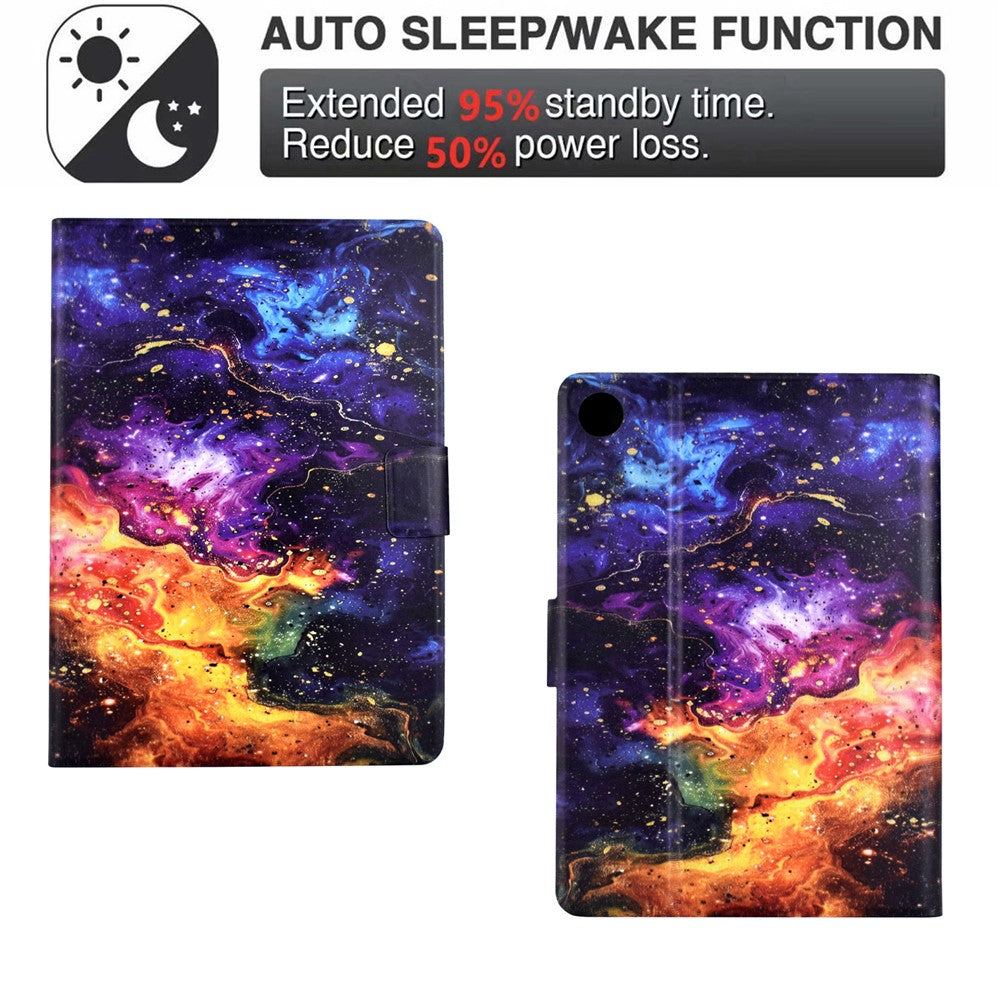 Stand Case for Lenovo Tab M10 Plus (3rd Gen) Pattern Printing Tablet Leather Cover with Auto Wake / Sleep - Nebula