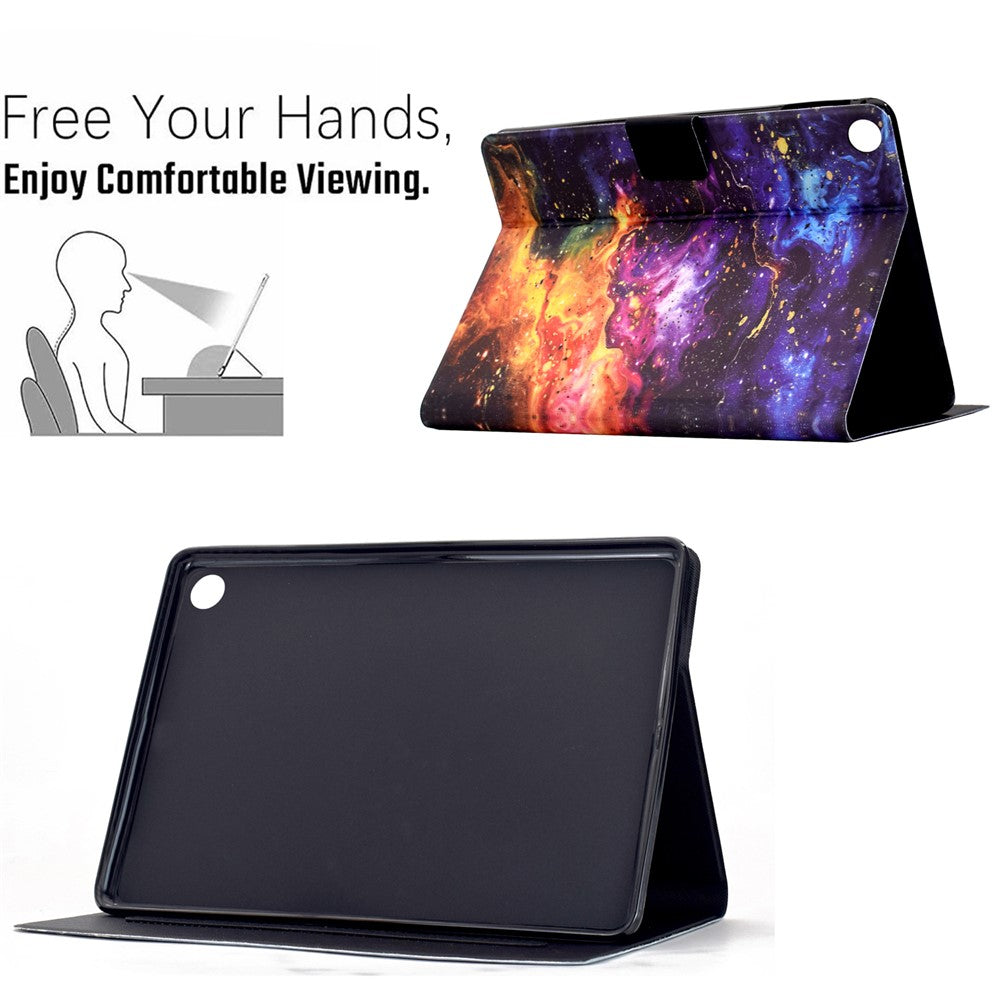 Stand Case for Lenovo Tab M10 Plus (3rd Gen) Pattern Printing Tablet Leather Cover with Auto Wake / Sleep - Nebula