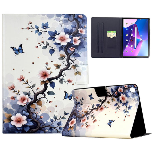 Stand Case for Lenovo Tab M10 Plus (3rd Gen) Pattern Printing Tablet Leather Cover with Auto Wake / Sleep - Pink Flower