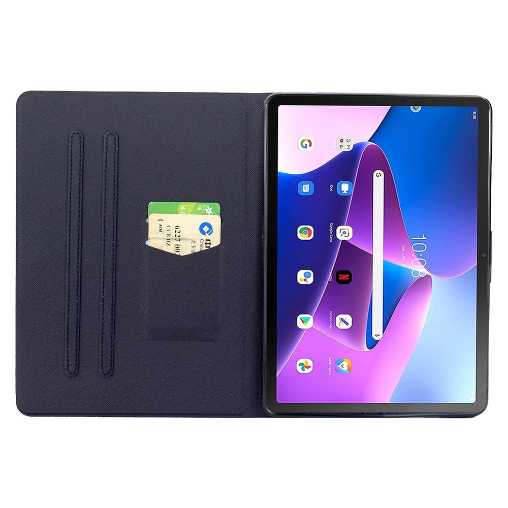 Stand Case for Lenovo Tab M10 Plus (3rd Gen) Pattern Printing Tablet Leather Cover with Auto Wake / Sleep - Pink Flower