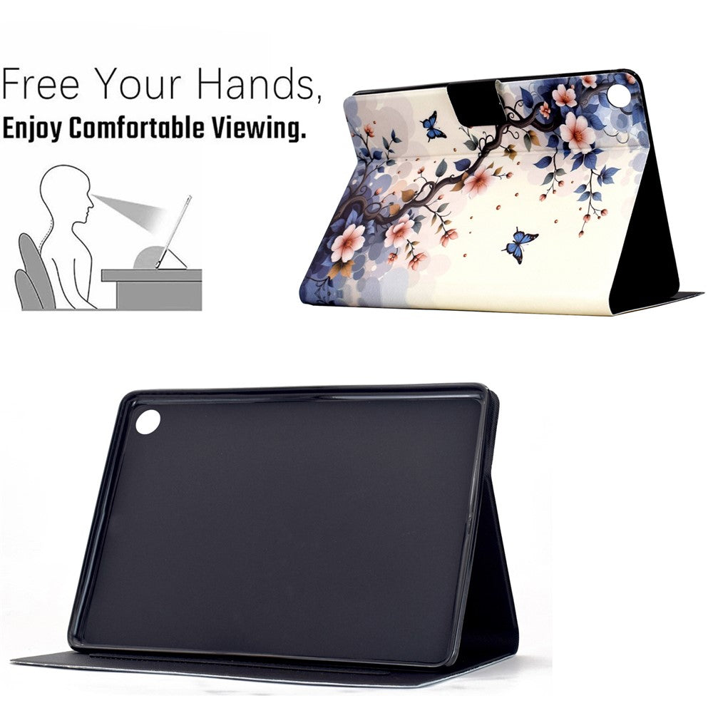 Stand Case for Lenovo Tab M10 Plus (3rd Gen) Pattern Printing Tablet Leather Cover with Auto Wake / Sleep - Pink Flower