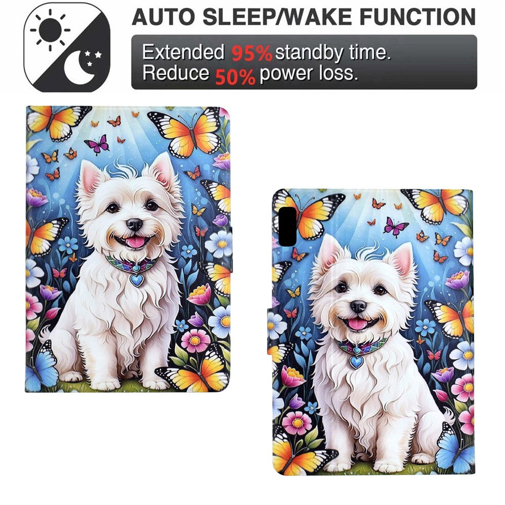 Stand Case for Lenovo Tab P11 Gen 2 TB-350 Pattern Printing Tablet Leather Cover with Auto Wake / Sleep - Dog