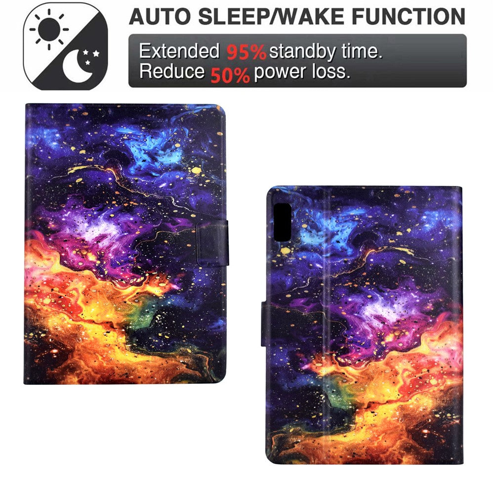 For Lenovo Tab M9 TB-310FU Stand Case Pattern Printing Tablet Leather Cover with Auto Wake / Sleep - Nebula