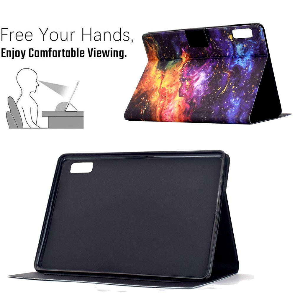 For Lenovo Tab M9 TB-310FU Stand Case Pattern Printing Tablet Leather Cover with Auto Wake / Sleep - Nebula