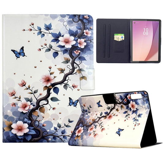 For Lenovo Tab M9 TB-310FU Stand Case Pattern Printing Tablet Leather Cover with Auto Wake / Sleep - Pink Flower