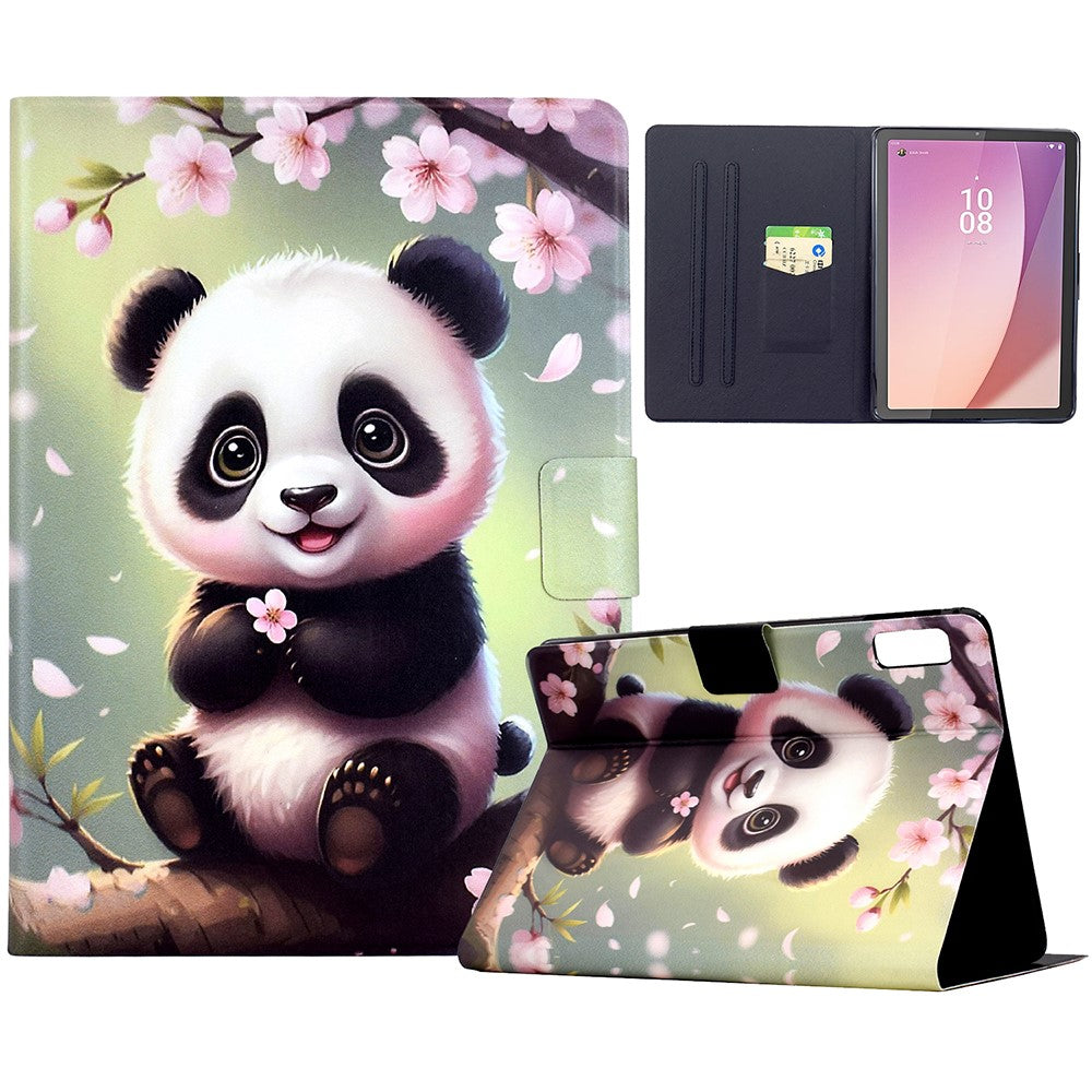 For Lenovo Tab M9 TB-310FU Stand Case Pattern Printing Tablet Leather Cover with Auto Wake / Sleep - Sakura Panda