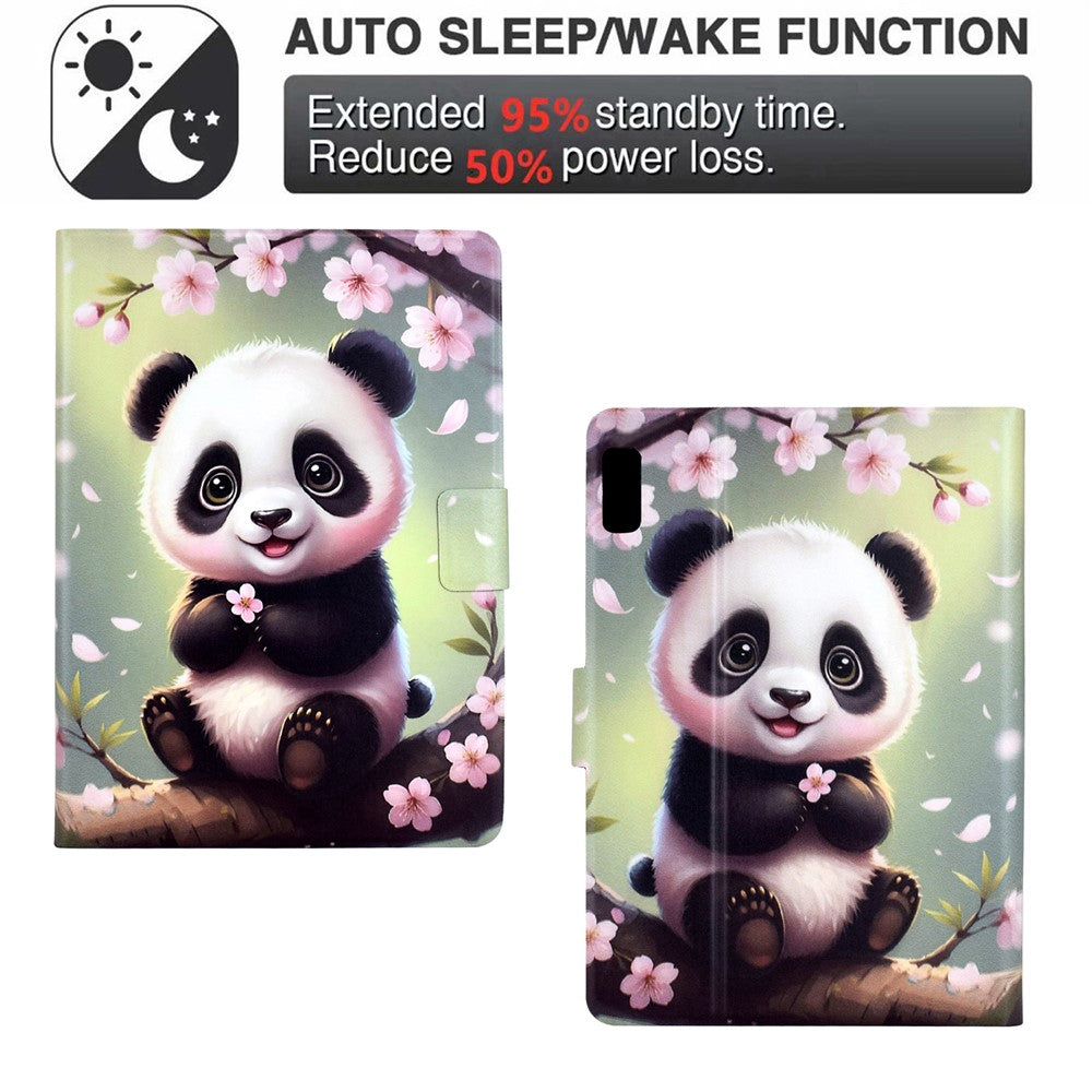 For Lenovo Tab M9 TB-310FU Stand Case Pattern Printing Tablet Leather Cover with Auto Wake / Sleep - Sakura Panda
