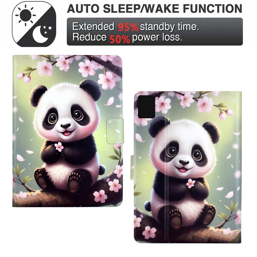 For Lenovo Tab M11 / Xiaoxin Pad 11 2024 Stand Case Pattern Printing Tablet Leather Cover with Auto Wake / Sleep - Sakura Panda