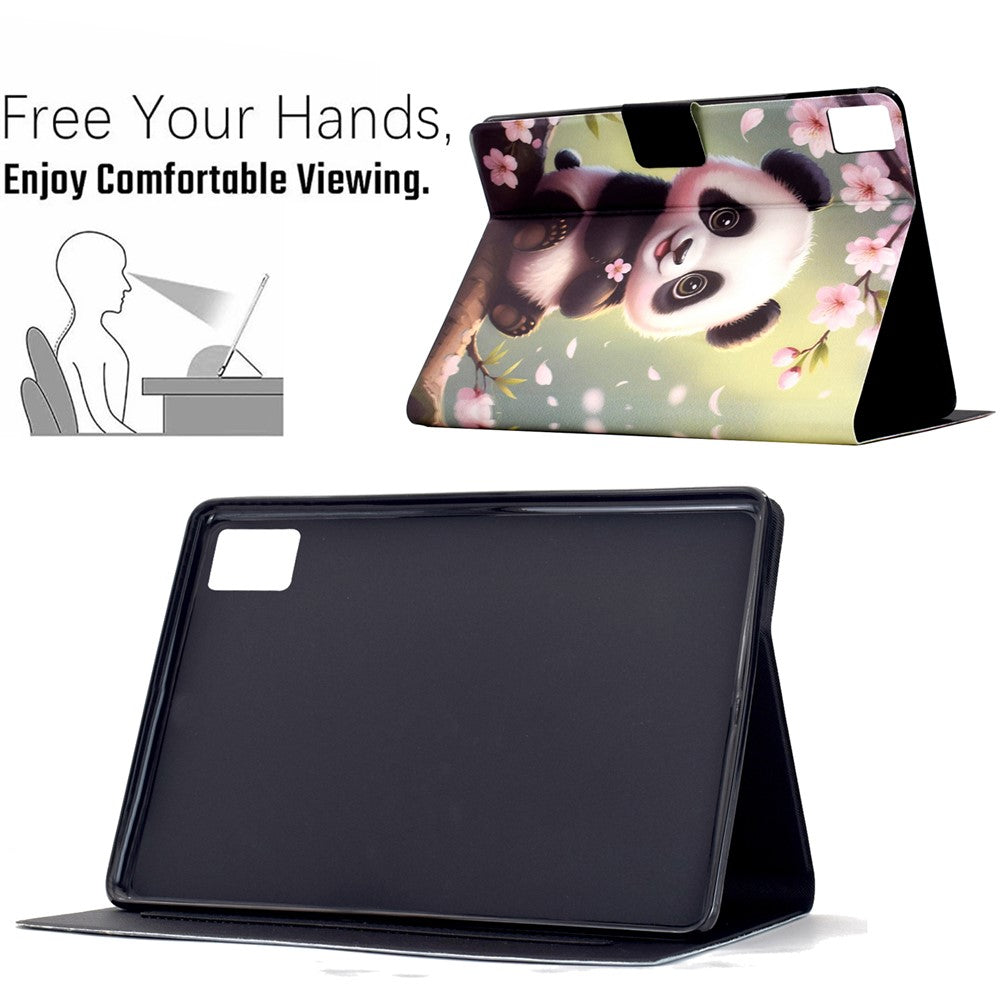 For Lenovo Tab M11 / Xiaoxin Pad 11 2024 Stand Case Pattern Printing Tablet Leather Cover with Auto Wake / Sleep - Sakura Panda