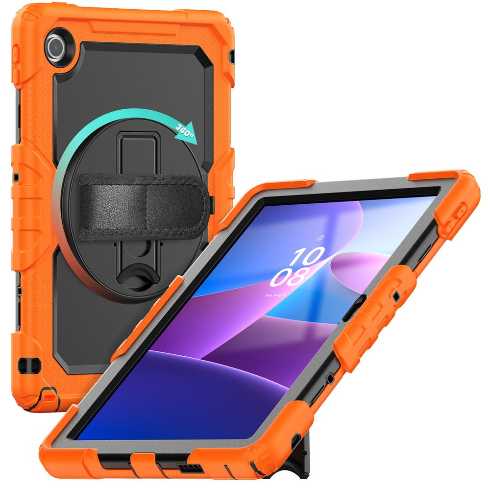 For Lenovo Tab 10.1 (2025) TB-311XU  /  Tab TB311FU Case PC + Silicone Tablet Cover with PET Anti-Scratch Film and Shoulder Strap - Orange