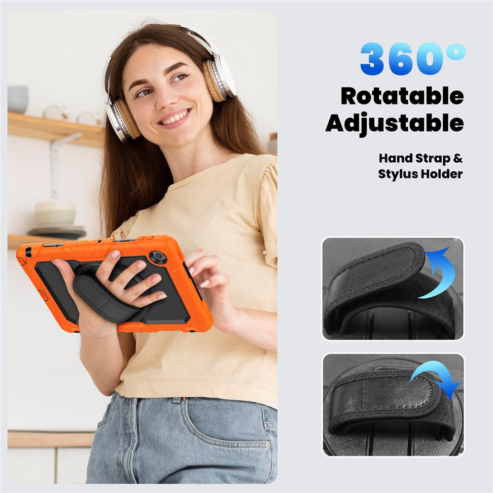For Lenovo Tab 10.1 (2025) TB-311XU  /  Tab TB311FU Case PC + Silicone Tablet Cover with PET Anti-Scratch Film and Shoulder Strap - Orange
