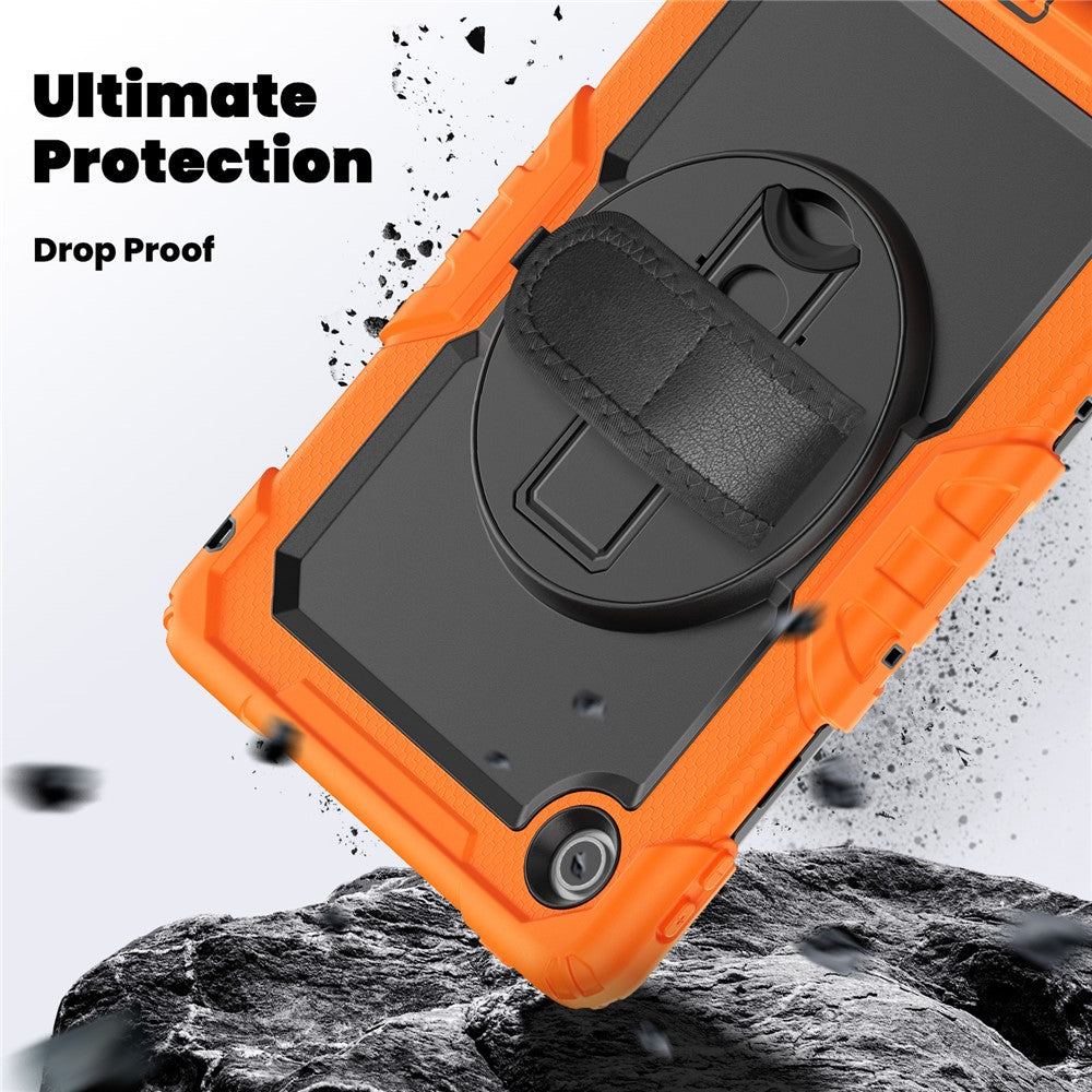 For Lenovo Tab 10.1 (2025) TB-311XU  /  Tab TB311FU Case PC + Silicone Tablet Cover with PET Anti-Scratch Film and Shoulder Strap - Orange