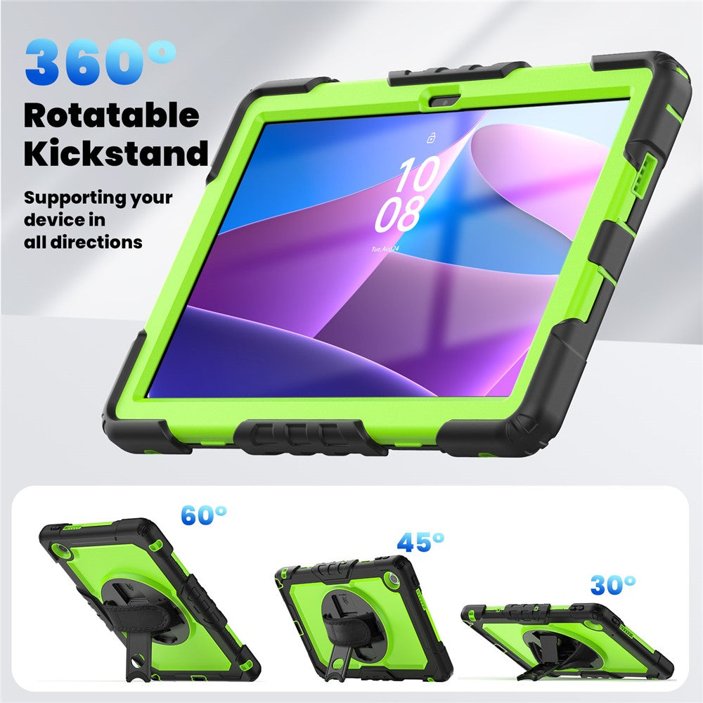 For Lenovo Tab 10.1 (2025) TB-311XU  /  Tab TB311FU Case PC + Silicone Tablet Cover with PET Anti-Scratch Film and Shoulder Strap - Black  /  Yellowgreen