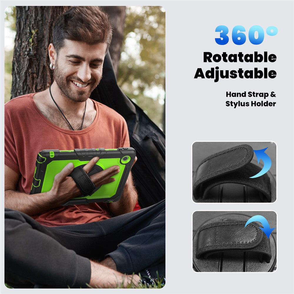 For Lenovo Tab 10.1 (2025) TB-311XU  /  Tab TB311FU Case PC + Silicone Tablet Cover with PET Anti-Scratch Film and Shoulder Strap - Black  /  Yellowgreen