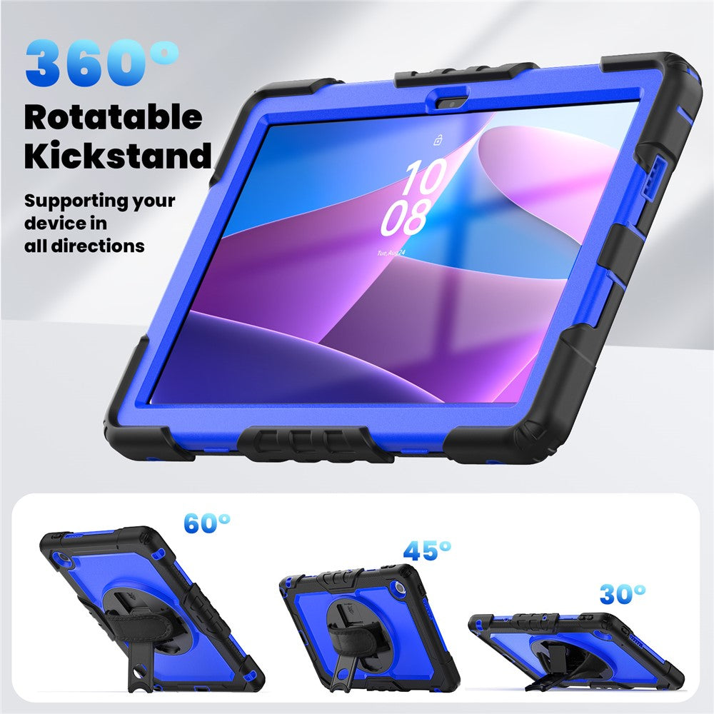 For Lenovo Tab 10.1 (2025) TB-311XU  /  Tab TB311FU Case PC + Silicone Tablet Cover with PET Anti-Scratch Film and Shoulder Strap - Black  /  Dark Blue