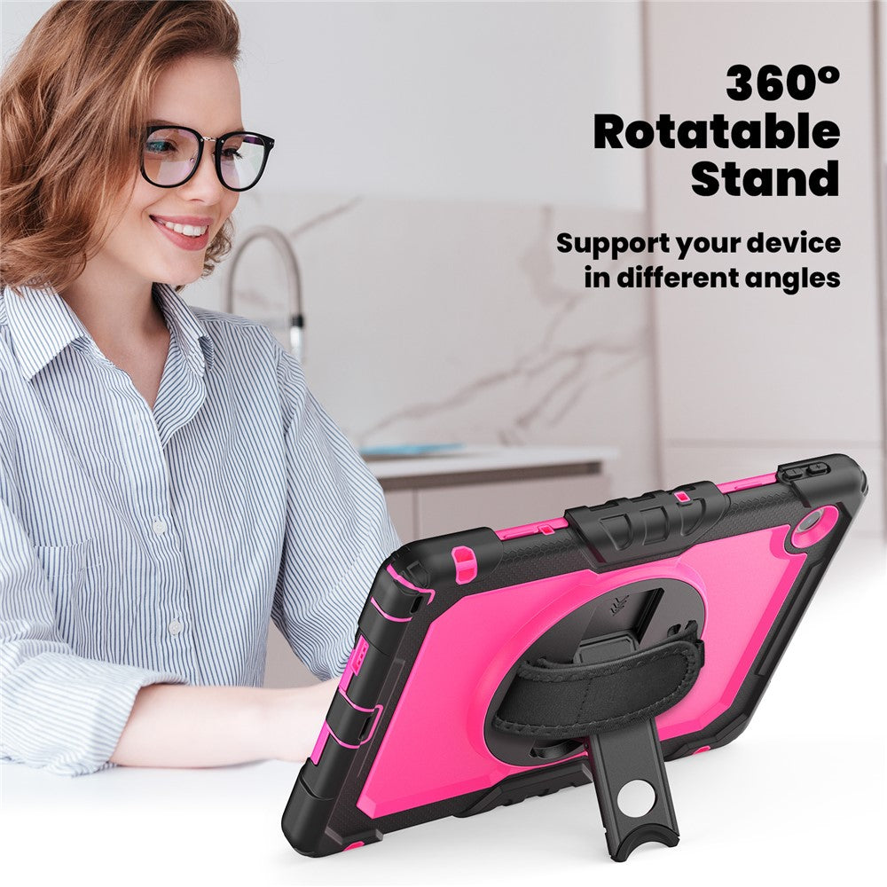 For Lenovo Tab 10.1 (2025) TB-311XU  /  Tab TB311FU Case PC + Silicone Tablet Cover with PET Anti-Scratch Film and Shoulder Strap - Black  /  Rose