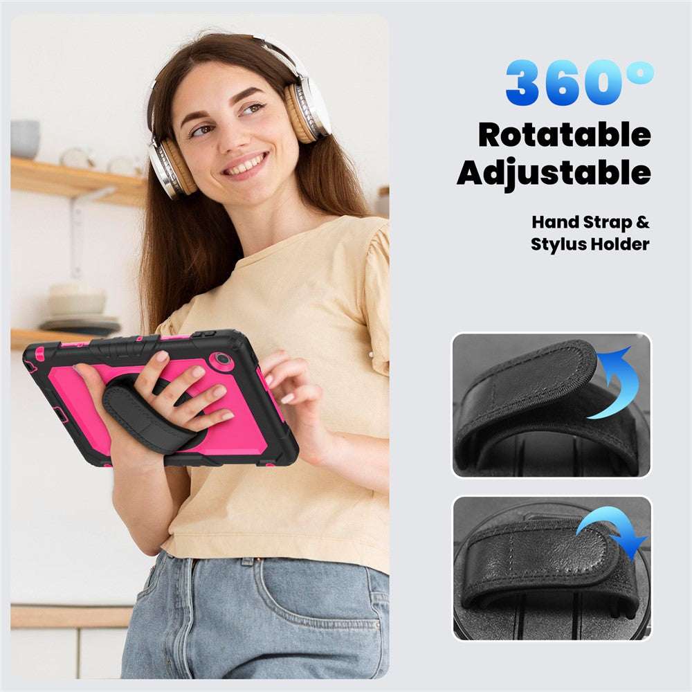 For Lenovo Tab 10.1 (2025) TB-311XU  /  Tab TB311FU Case PC + Silicone Tablet Cover with PET Anti-Scratch Film and Shoulder Strap - Black  /  Rose