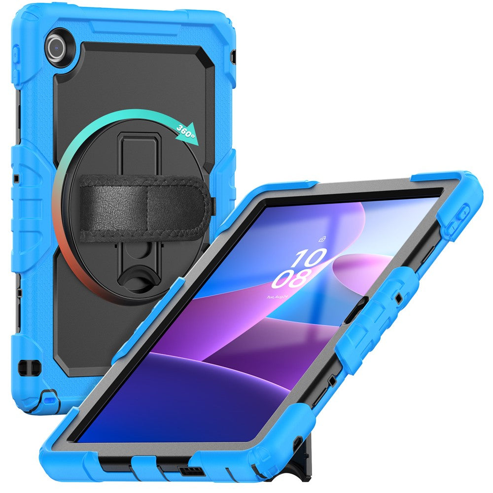 For Lenovo Tab 10.1 (2025) TB-311XU  /  Tab TB311FU Case PC + Silicone Tablet Cover with PET Anti-Scratch Film and Shoulder Strap - Baby Blue
