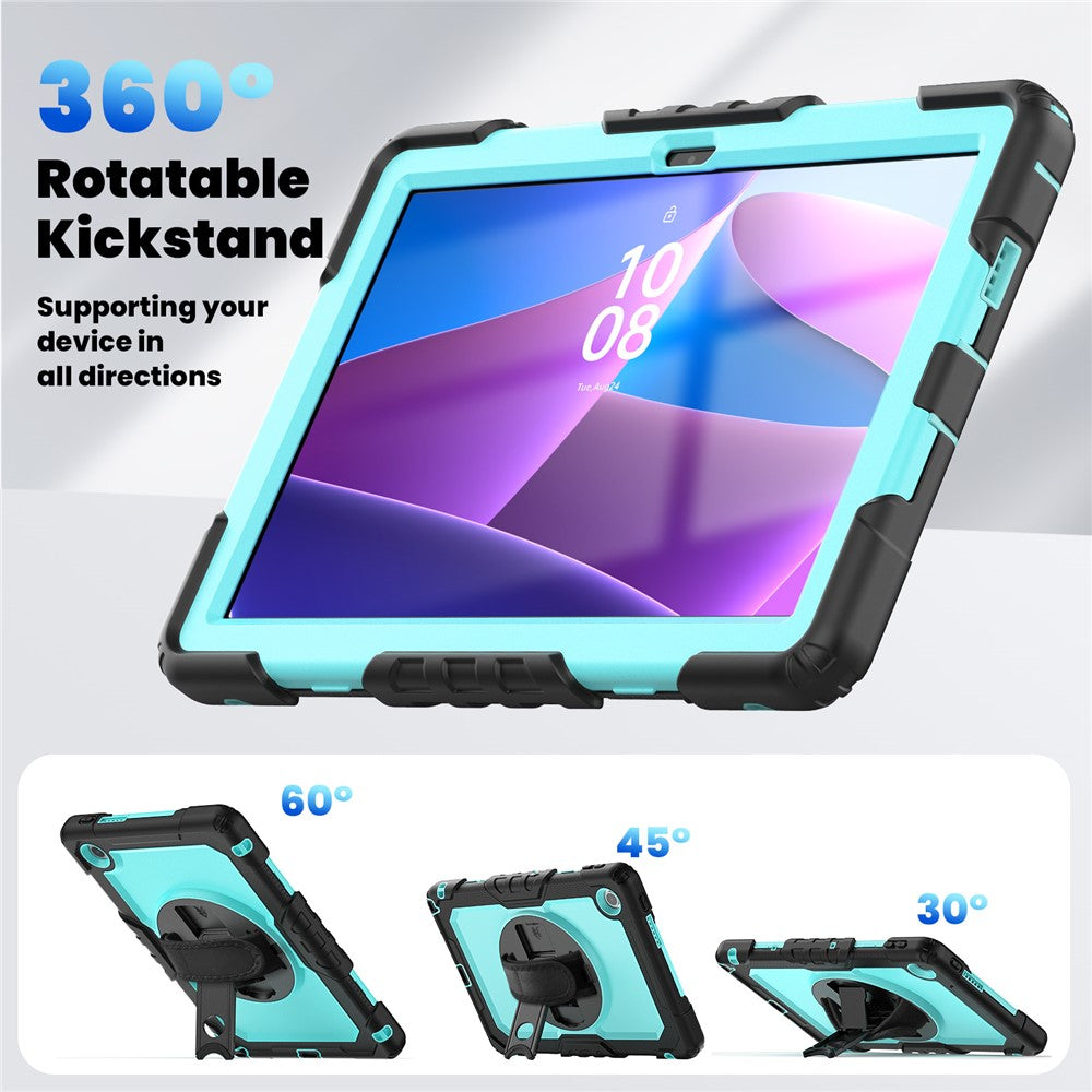 For Lenovo Tab 10.1 (2025) TB-311XU  /  Tab TB311FU Case PC + Silicone Tablet Cover with PET Anti-Scratch Film and Shoulder Strap - Black  /  Baby Blue