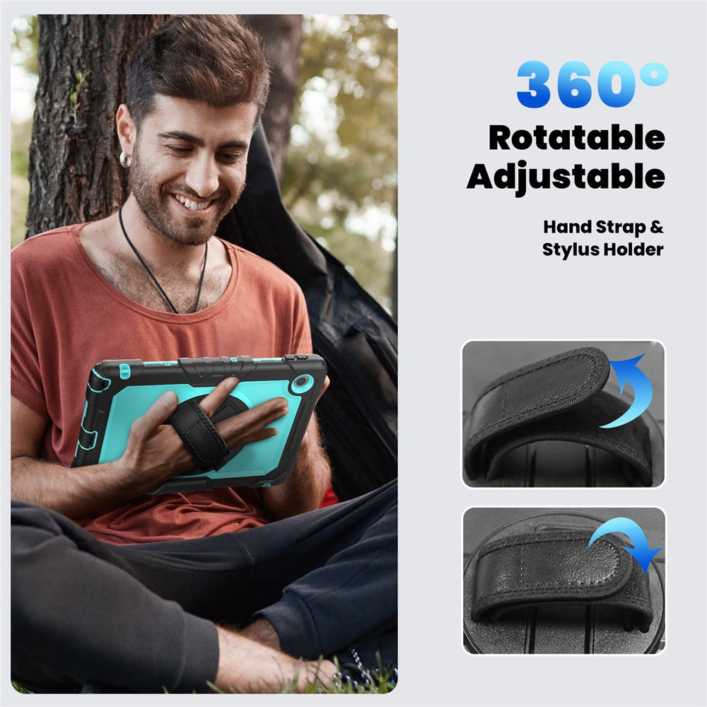 For Lenovo Tab 10.1 (2025) TB-311XU  /  Tab TB311FU Case PC + Silicone Tablet Cover with PET Anti-Scratch Film and Shoulder Strap - Black  /  Baby Blue