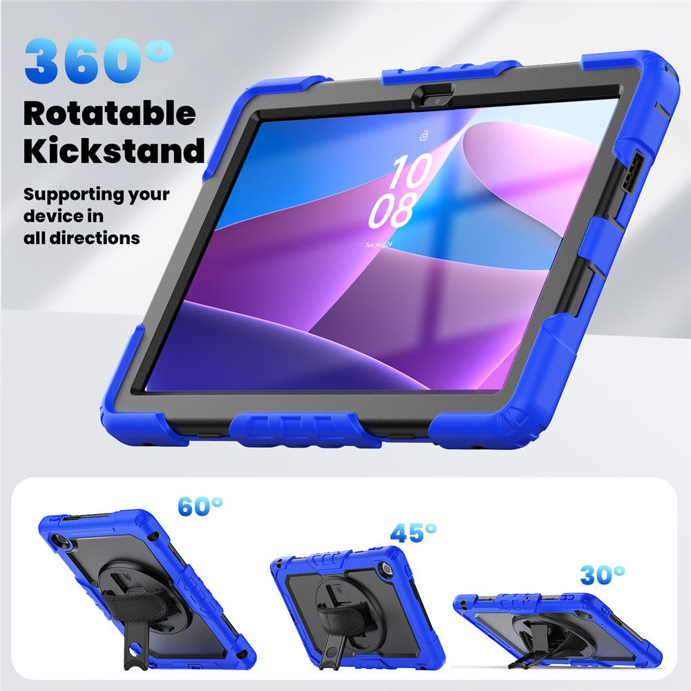 For Lenovo Tab 10.1 (2025) TB-311XU  /  Tab TB311FU Case PC + Silicone Tablet Cover with PET Anti-Scratch Film and Shoulder Strap - Dark Blue