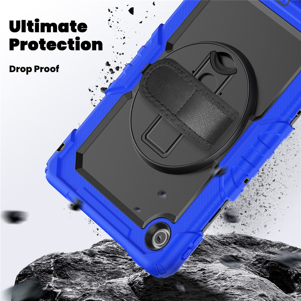 For Lenovo Tab 10.1 (2025) TB-311XU  /  Tab TB311FU Case PC + Silicone Tablet Cover with PET Anti-Scratch Film and Shoulder Strap - Dark Blue