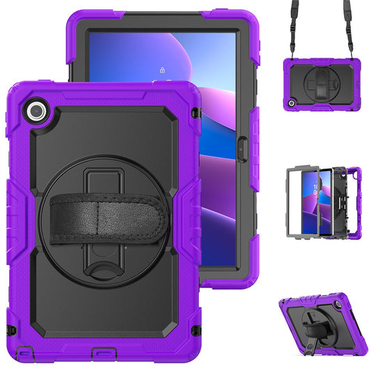 For Lenovo Tab 10.1 (2025) TB-311XU  /  Tab TB311FU Case PC + Silicone Tablet Cover with PET Anti-Scratch Film and Shoulder Strap - Purple