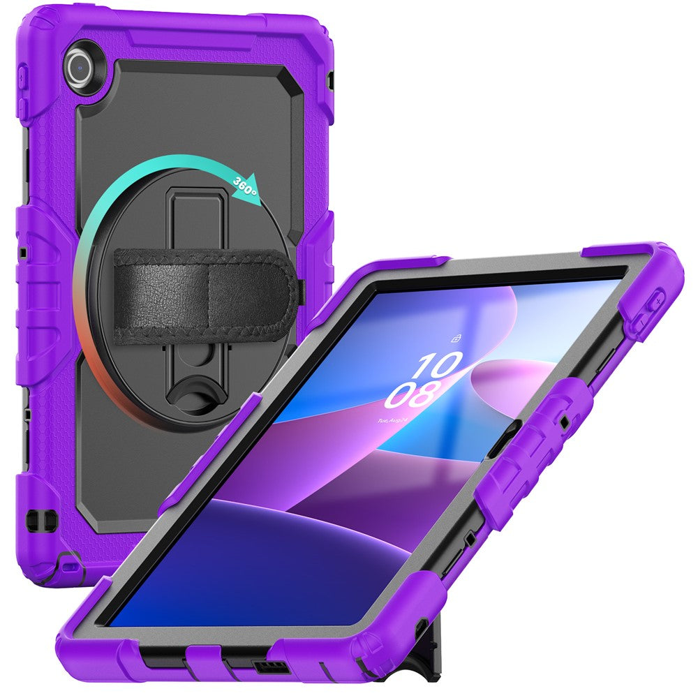 For Lenovo Tab 10.1 (2025) TB-311XU  /  Tab TB311FU Case PC + Silicone Tablet Cover with PET Anti-Scratch Film and Shoulder Strap - Purple