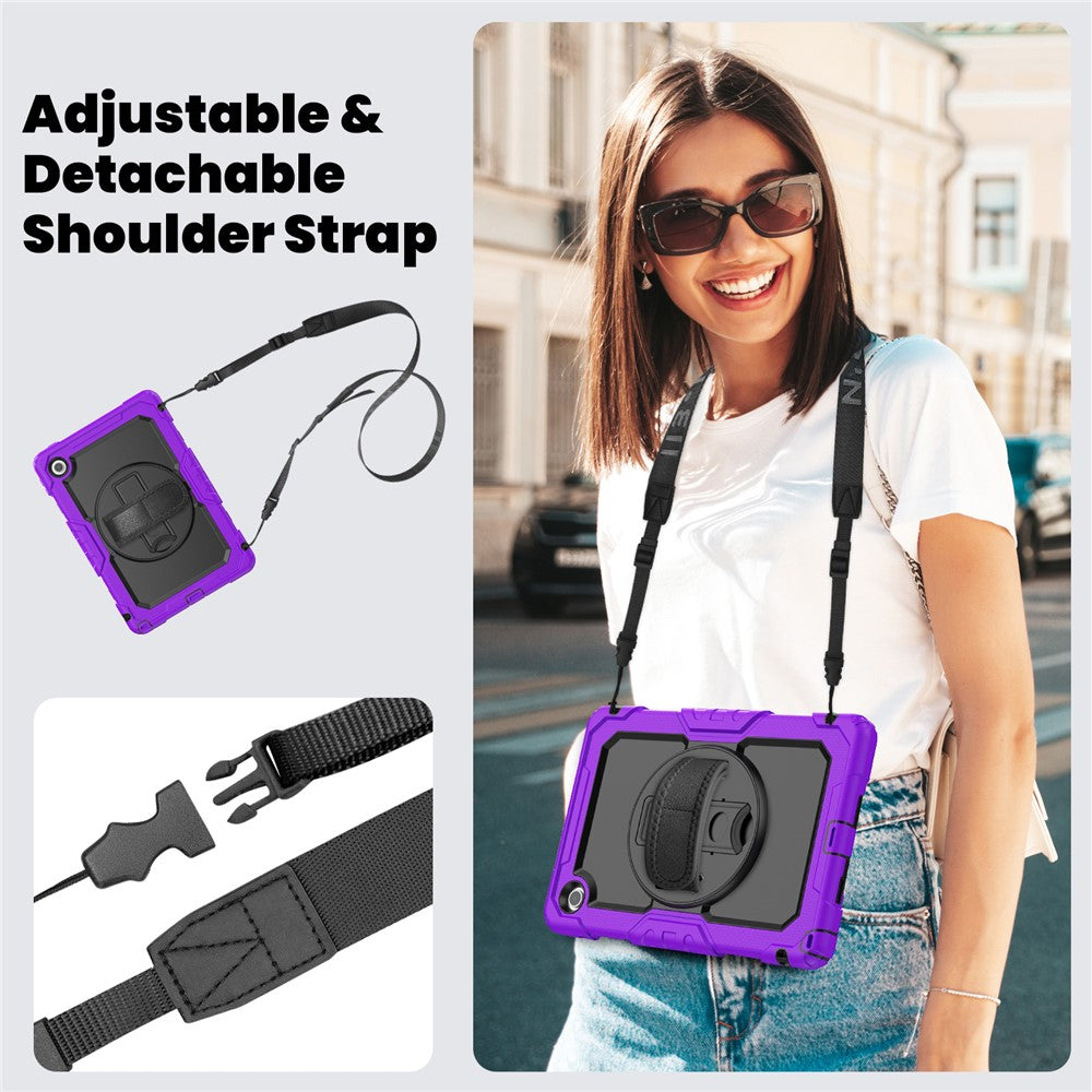 For Lenovo Tab 10.1 (2025) TB-311XU  /  Tab TB311FU Case PC + Silicone Tablet Cover with PET Anti-Scratch Film and Shoulder Strap - Purple