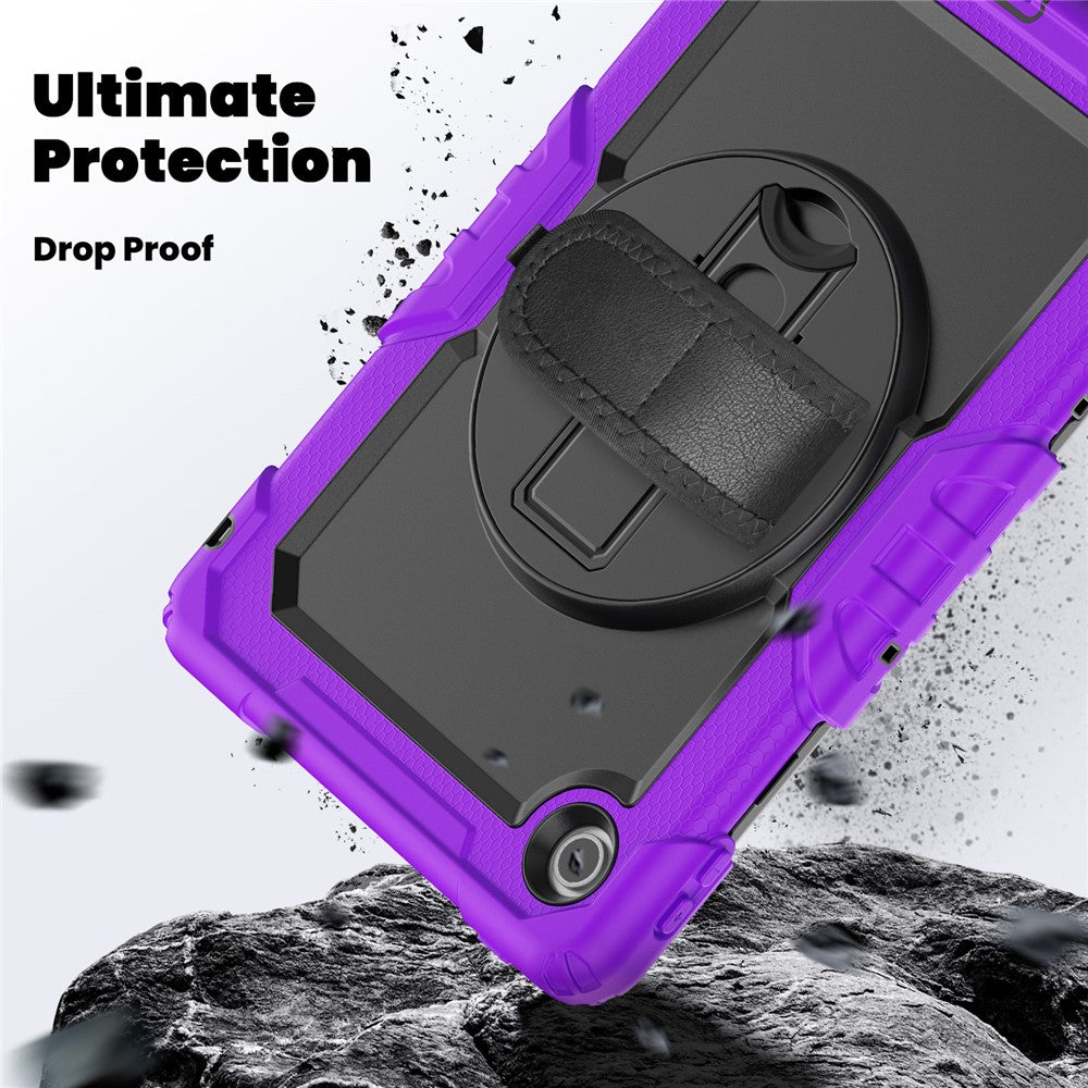 For Lenovo Tab 10.1 (2025) TB-311XU  /  Tab TB311FU Case PC + Silicone Tablet Cover with PET Anti-Scratch Film and Shoulder Strap - Purple