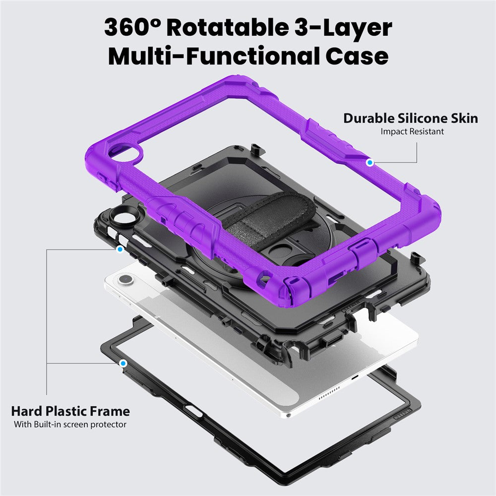For Lenovo Tab 10.1 (2025) TB-311XU  /  Tab TB311FU Case PC + Silicone Tablet Cover with PET Anti-Scratch Film and Shoulder Strap - Purple