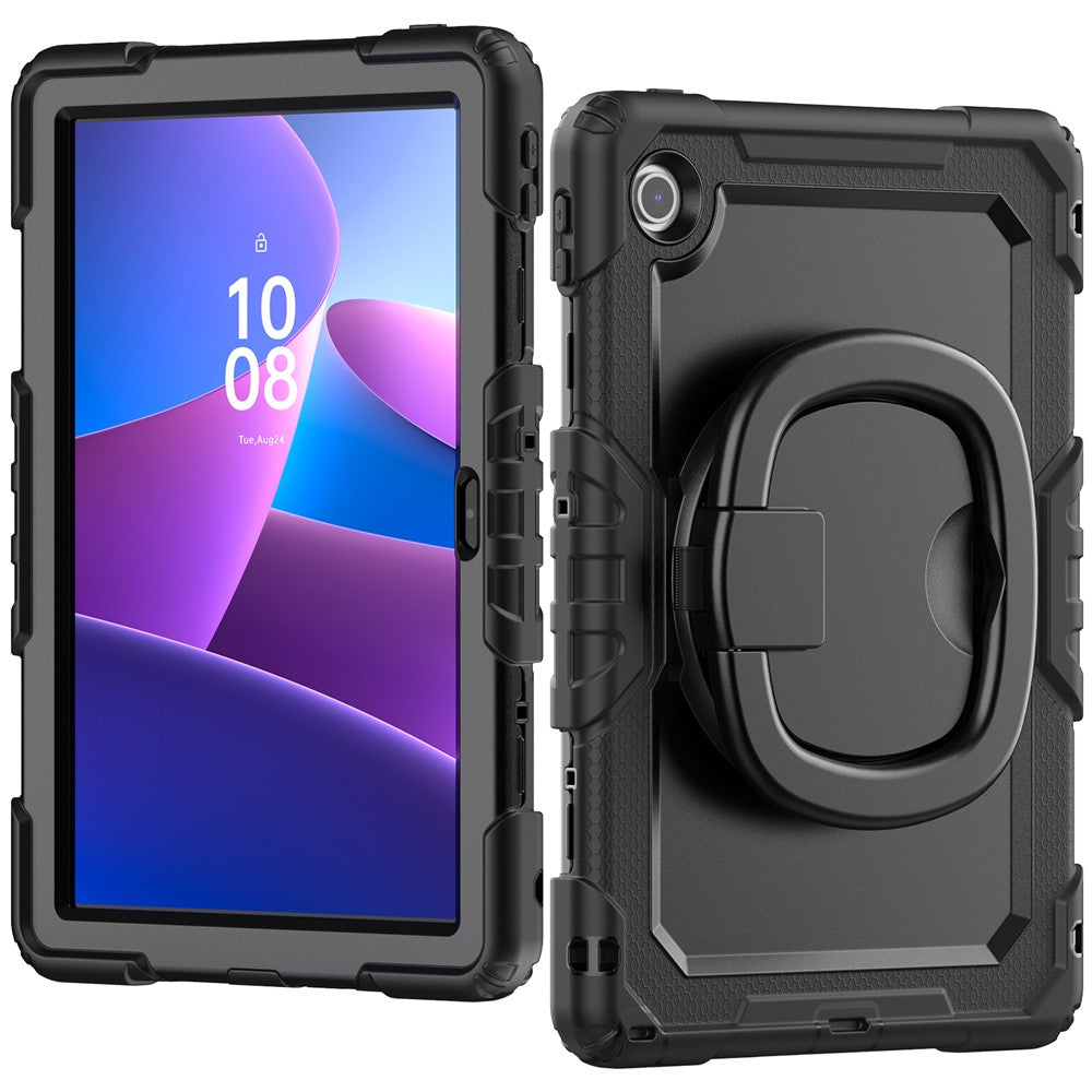 For Lenovo Tab 10.1 (2025) TB-311XU  /  Tab TB311FU Case Ring Kickstand PC + Silicone Shockproof Tablet Cover - Black