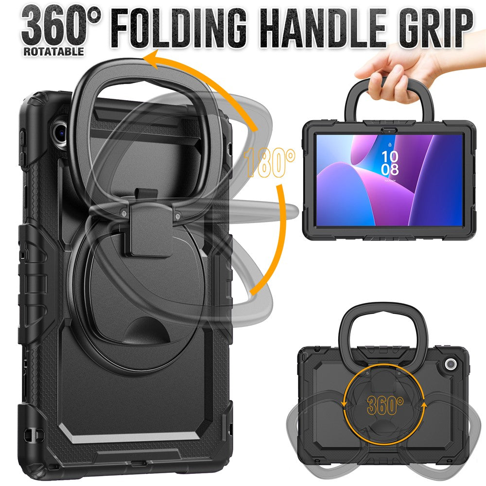 For Lenovo Tab 10.1 (2025) TB-311XU  /  Tab TB311FU Case Ring Kickstand PC + Silicone Shockproof Tablet Cover - Black