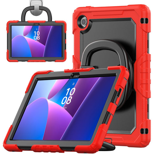 For Lenovo Tab 10.1 (2025) TB-311XU  /  Tab TB311FU Case Ring Kickstand PC + Silicone Shockproof Tablet Cover - Red