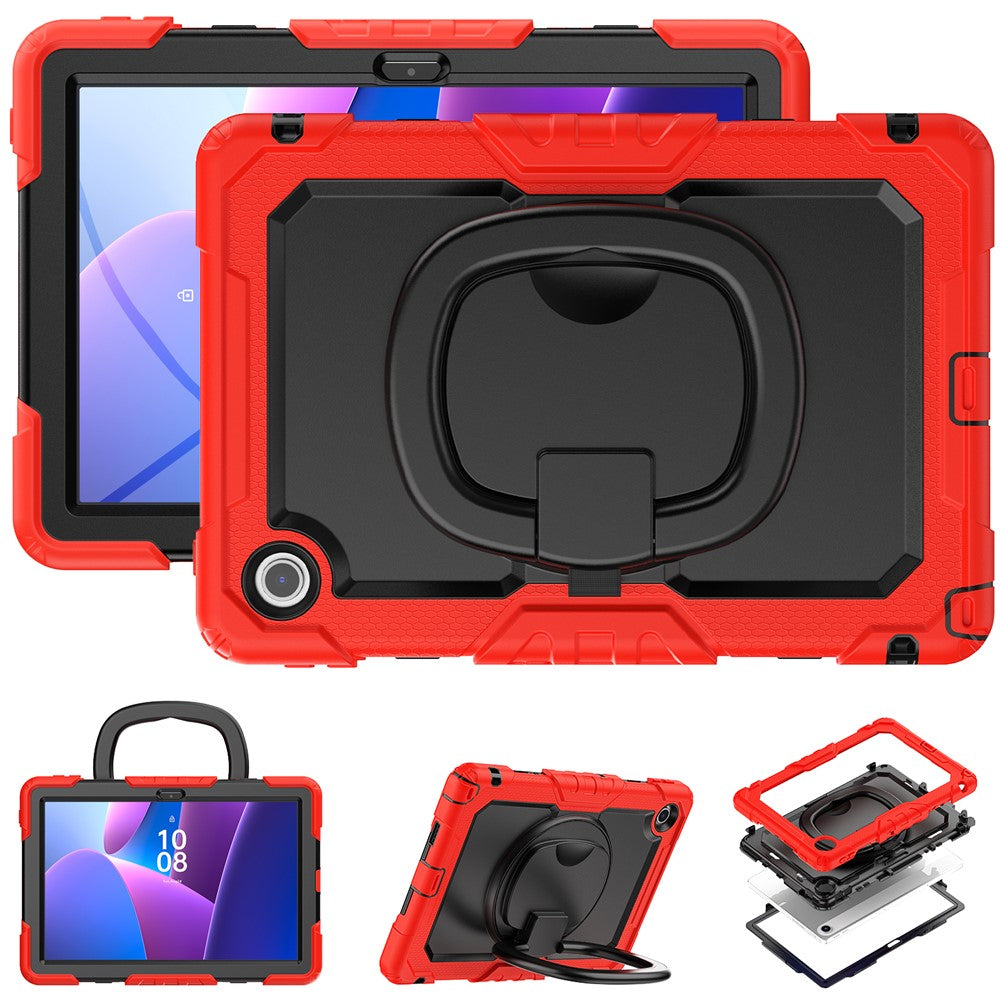 For Lenovo Tab 10.1 (2025) TB-311XU  /  Tab TB311FU Case Ring Kickstand PC + Silicone Shockproof Tablet Cover - Red