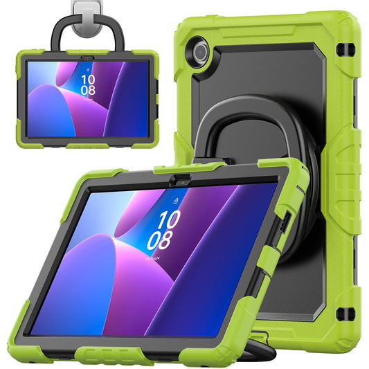 For Lenovo Tab 10.1 (2025) TB-311XU  /  Tab TB311FU Case Ring Kickstand PC + Silicone Shockproof Tablet Cover - Yellowgreen
