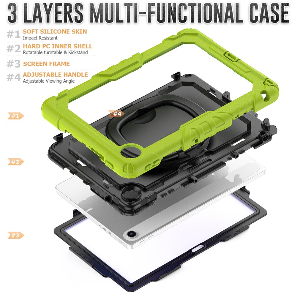 For Lenovo Tab 10.1 (2025) TB-311XU  /  Tab TB311FU Case Ring Kickstand PC + Silicone Shockproof Tablet Cover - Yellowgreen